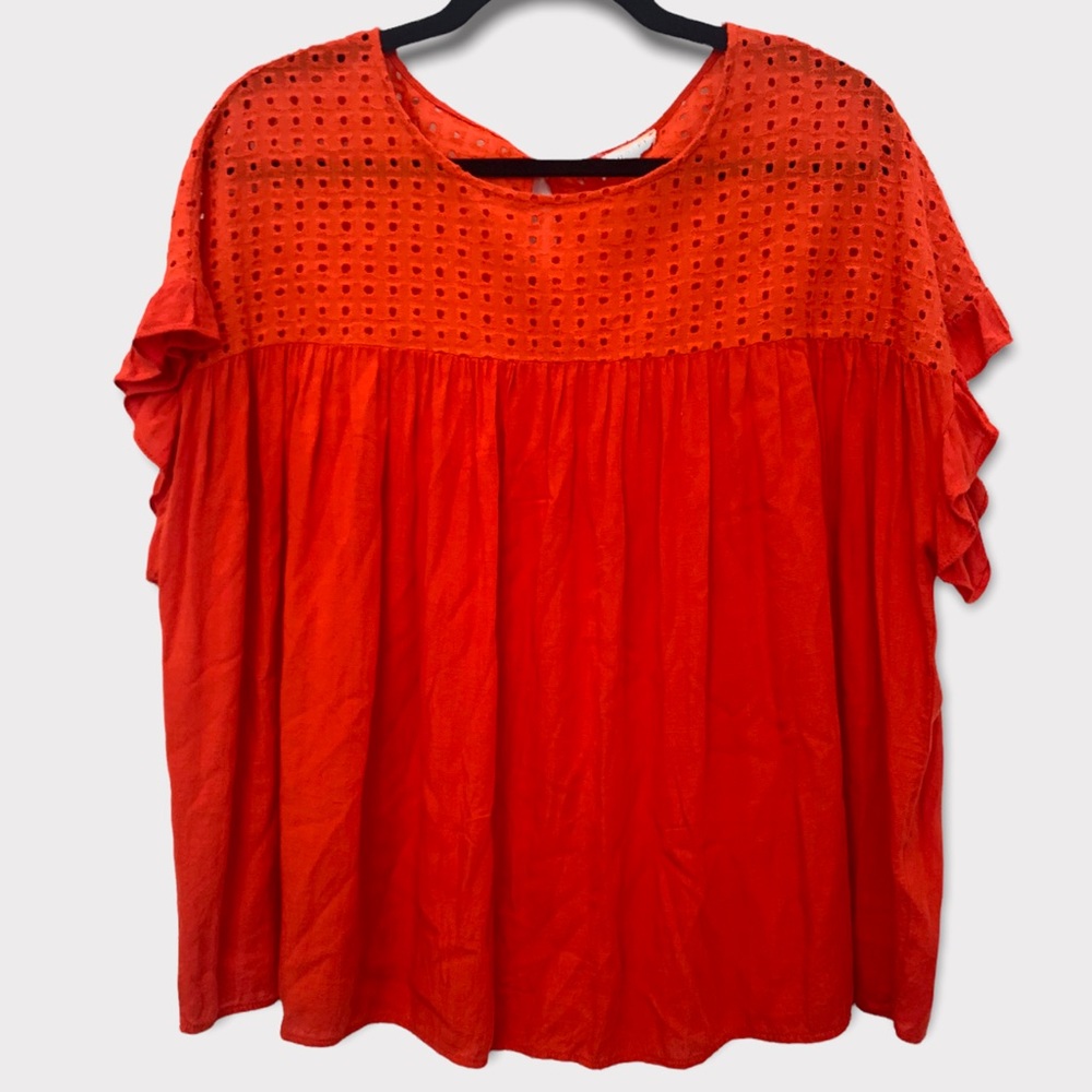 JODIFL | Coral Eyelet Top